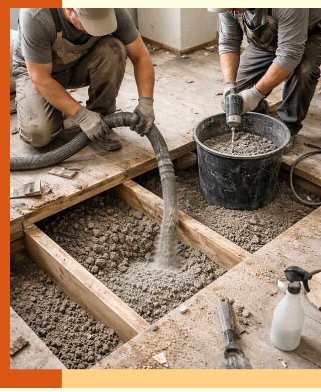 Заполнение пустот пола в грозном полиуретаном и пенополистиролом